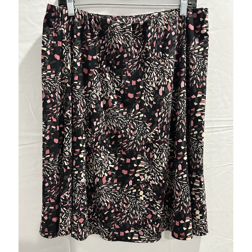 Vintage Sag Harbor Womens Stretch‎ Flounce Skirt Boho Pink Floral Geo Artsy -PXL